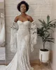 Wspaniała koronkowa 2023 Suknie ślubne Suknia syrenowa Bridal Dwuczęściowe długie rękawy Plus Size plażowe pociąg na zamówienie krain