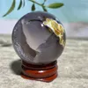 Dekorativa figurer Agate Geode Ball Natural Druzy Crystal Stone Sphere Feng Shui Healing Voog Gem Ore Wicca Witchcraft Ornament For Home