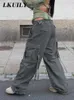 Pantalons Femmes Capris Vintage Cargo Pantalon Baggy Jeans Femmes Mode 90s Streetwear Poches Salopette ArmyGreen Taille Haute Lâche Y2k Denim Pantalon T220926