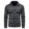 Herrtröjor stickad jacka varm och tjockare i vintern långärmad Cardigan Wool Lapel Workwear Outer 230331