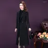 Kvinnors ull 2022 Eleganta kvinnor Autumn Winter Woolen Trench av hög kvalitet Cashmere Coat Ladies Fashion Plus Size Slim Coats F111