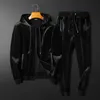 Men S Tracksuits Boutique Casual Two Piece Striped Velvet Hooded Cardigan Sports Men S Autumn and Winter Thick 220926