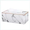 Scatole di fazzoletti Tovaglioli Marmo Modello crepa di ghiaccio Pelle Large Der Box El Office Home Rectangar Er Holder Drop Delivery 2021 Garden Kit Dh6Uv