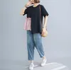 Blouzen voor dames oversized oversized korte mouw patchwork dames zomer 2022 casual losse grote shirts meisje top tunieken vrouwelijk blusa l xl