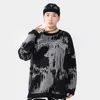 Herrenpullover Männer Hip Hop Streetwear Strickpullover Pullover Stickerei Pullover Herbst Harajuku Baumwolle Casual Pullover Schwarz Weiß 220926