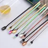 Forks Spoons Stainless Steel Home Kitchen Dining Flatware Long Handle Gold Dessert Fruit Coffee Spoon Fork Cutlery Tool for Party Event