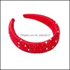 Headbands Fabric Wide Edge Women Headband Inlay Crystal Rhinestone Lady Fashion Hair Hoop Sponge Accessories Drop Delivery 2021 Jewelr Dh0Li