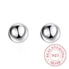 Stud Earrings High Quality 925 Sterling Silver Women Jewelry 8mm/10mm Round Beads Ball Fashion Elegant Earings For 2022