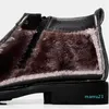 Stiefel seitlich kurz Plüsch Schnee für Herren Winterschuhe Casual Business Kleid Herren Leder Botas