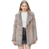 Womens fur Faux Zadorin Casaco de inverno Elegante Fashion Hairy Down Colle Jacket Long Slim S Streetwear 220927