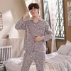 Pijama de roupas de sono masculina sets plus size desgaste de roupas de dormir com cal￧a xadrez de algod￣o masculino Doubles Doublesidion Home Comfort Four Seasons Clothing Suit 220924