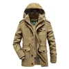 Vinter m￤n parkas jacka ny casual milit￤r outwear p￤lsa mens tjock varm sammet vindbrytare huva vadderade jackor kl￤der