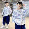 Pull enfants printemps automne mode impression haut sweat-shirt coton enfants lâche décontracté coréen adolescents garçons vêtements âge 4 à 14 ans 220924