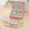 Jewelry Pouches Double-layer PU Leather Box Earrings Necklace Storage Multifunctional Organizer