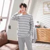 Men's Sleepwear Pajamas Sets Male Striped Full Pure Cotton Carton Fashion Men Long Sleeve Sleepwear Suit 2 Pieces Casual Spring Home Lounge Gift 220924