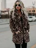 Pelliccia da donna finta cappotti invernali da donna leopardo vintage femminile sciolto caldo casual Street Lady stampa animale capispalla spessi 220927