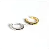 Clip On Screw Back 2Pcs 925 Sterling Sier Black Zircon Crystal Stud Earrings For Women Gold Earring Wedding Engagement Piercing Jewe Dhi9S