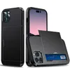 Wallet Credit Card Holder ID Slot Telefonfodral för iPhone 14 Plus Pro Max Luxury TPU Shell iPhone14 13 12 Mini 11 8 7 XR X XS Slider Fashion Cover