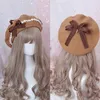 Stingy Brim Hats Soft Sweet Daisy Bow Hat French Biscuit Hat Beret Wool Painter Cap Side Fold Hairpin Lolita Accessoire Sweet Cute Female 220926