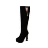 Boots Autumn Winter Knee High Women Black Red Women's Luxury Casual Heel Long Fashion Party Wedding Shoes