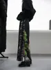 Faldas Tie Dye Faldas con estampado negro para Mujer Aline Falda larga dividida Harajuku ropa informal japonesa gótica Faldas Largas Mujer Fairycore 220924