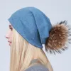 Beanieskull Caps Geebro Womense Beanie Hat с Pompom Spring Hotte Chante Beanies шляпами с енотами меховыми черепами балаклавы для девочек JS294 220927