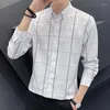 Camicie casual maschile yasuguoji primavera 2022 camicia a maniche da uomo a maniche lunghe controllata abito sociale maschio per uomo camisas para hombre
