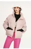 Piumino invernale da donna in piumino d'anatra bianco con cerniera stile moda colore rosa cappotti corti da donna