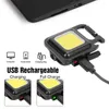 Torce elettriche Mini scatola LED 4 modalità Piccola tasca USB Flash da campeggio Luce da lavoro Portachiavi portatile per esterni