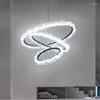 Hängslampor moderna lyxiga kristallpärlor ring ledande ljuskronor för foajé matsal sovrum hall upphängningslampa 40-90 cm 2336