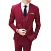 Survêtements pour hommes trois pièces pour hommes grande taille mariage affaires hommes costume formel gilet Blazer pantalon ensemble asiatique