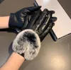 CH designer gloves leather glove ladies sheepskin rabbit fur winter mitten for women official replica Counter quality European size T0P quality 002A