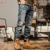 Men's Jeans 2022 Spring Autumn Men Fashion Streetwear Casual Male Retro Loose Fit Straight Pants High Waist Pockets Trousers A289