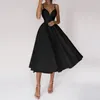 Günlük Elbiseler Kadın's Derin V Yaka Kolsuz Zarif Resmi Balo Uzun Maksi Kokteyl Partisi Balo Bandaj Siyahsız Elbise Kırmızı Siyah