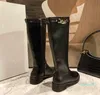 2022 Women Boot Knee Over Boots Black Calf Leathers Designer Top Brands Winter Pop Shoes