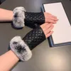 Designer gloves leather glove ladies sheepskin rabbit fur winter mitten for women official replica Counter quality European size T0P quality 006B