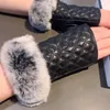 Designer gloves leather glove ladies sheepskin rabbit fur winter mitten for women official replica Counter quality European size T0P quality 006B