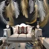 Wallpapers Custom P o paper 3D Golden Feather Painting Nordic Style Creative Art Papers Living Room Waterproof Stickers 220927