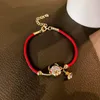 Bracelets porte-bonheur 2022 fait à la main strass incrusté zodiaque vache Bracelet réglable pour femmes filles cadeaux corde rouge couleur dorée chaîne mode