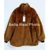 Dolcevita in pelliccia da donna Felpa pelosa da donna Inverno Casual Peluche Faux Coat Vintage Spessa cerniera coreana Mantieni calde felpe con cappuccio Top