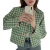 Chaquetas de mujer llegada coreana Chic Retro verano Houndstooth Tweed chaqueta de manga larga dulce abrigo Crop Tops prendas de vestir exteriores