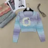 Women's Sweaters Designer Square Collar Long Sleeve Knitted Basic T-shirt Female Jumper Sweater Jacket Short Length Knit T Shirt 5IMG
