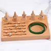 Pochettes à bijoux 3 en 1 anneau en bois boucle d'oreille plateau vitrine affichage Bracelet collier organisateur