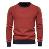 Men's Sweaters Cotton Spliced Pullovers Casual Warm O Neck Quality s Knitted Winter Fashion for Size M 3Xl 220927