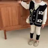 Weste Frühling Mädchen Strickjacke Weste Mode Kinder Mädchen Blume Gestrickte Weste Jacke Kinder Baby V-ausschnitt Pullover 220927