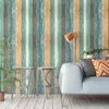 Wallpapers Mediterranean Stripe Self Adhesive Wood Grain Wallpaper Retro Nostalgic Wooden Board Living Room Home Decoration Wall Stickers 220927