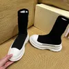 New women's long boots luxury designer socks boots fashion high heels platform shoes knitted alphabet flat jelly non-slip round toe rubber leather 35-41