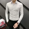Camicie eleganti da uomo 2022 Uomo Primavera Autunno Slim Fit Manica lunga Business Abbigliamento formale Camicette Casual maschile O800