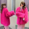 Womens Fur Faux HJQJLJLS Fashion Women Boho Fluffy Coat Female Long Sleeve Orange Pink Jacket Candy Color Festival Clothes 220927