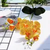 Dekoratif çiçekler 1pc yapay çiçek Phalaenopsis lateks orkide yaprakları beyaz kelebek orkide ev düğün flores için sahte